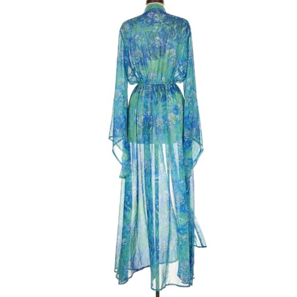 NWOT Blackmilk Monet Agapanthus Sheer Maxi Robe ~ LIMITED Size AU8 US4 - Picture 6 of 16